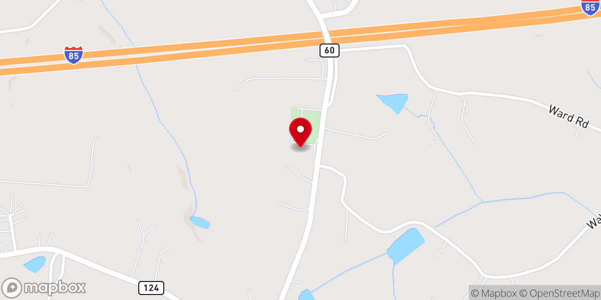 Map showing location of Walnut Fork Baptist Church & Children's Corner University