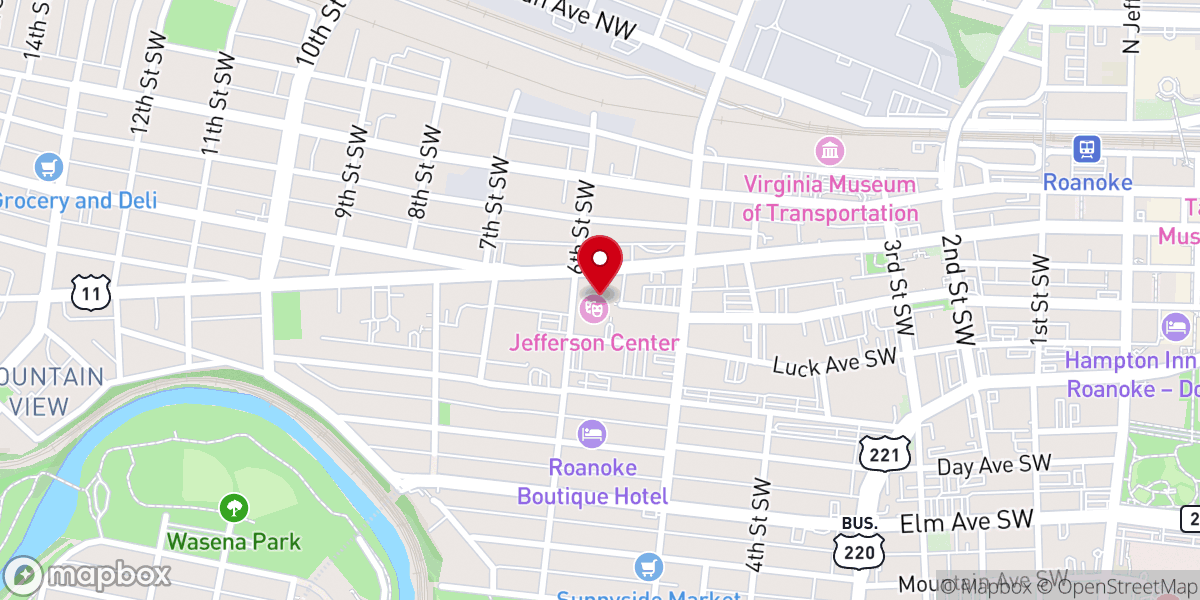 Map showing location of Jefferson Center