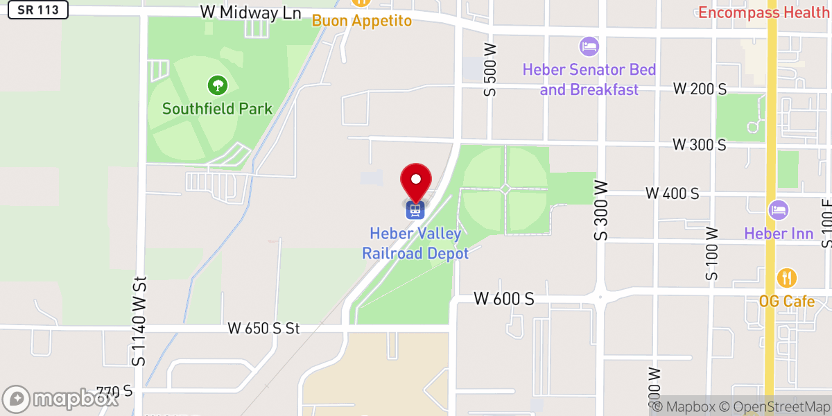 Map showing location of Heber Valley Railroad