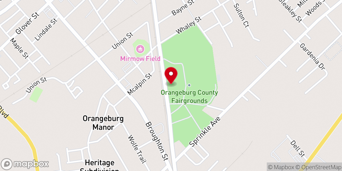 Map showing location of Orangeburg County Fair
