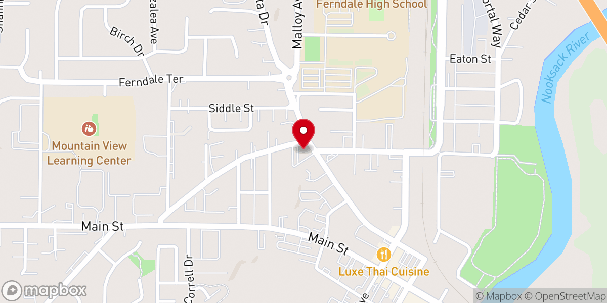 Map showing location of First Baptist Ferndale
