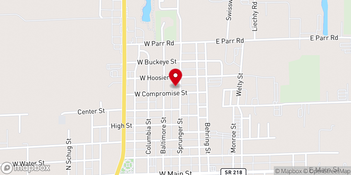 Map showing location of First Church of the Nazarene