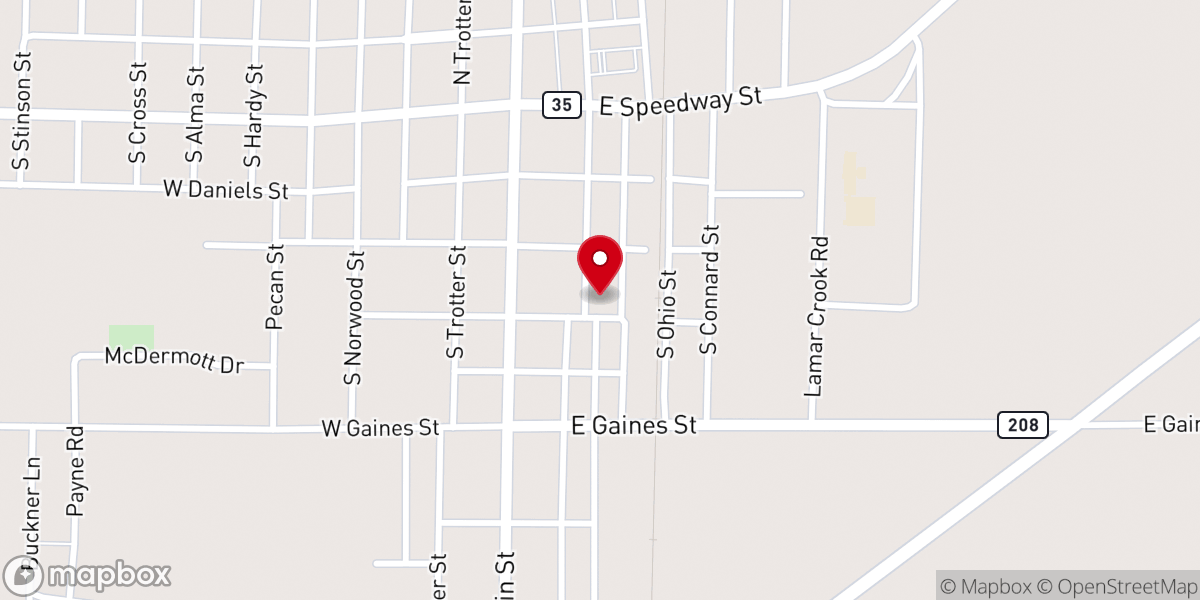 Map showing location of First Baptist Church-Dermott