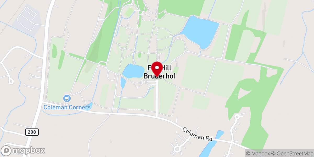Map showing location of Fox Hill Bruderhof Community
