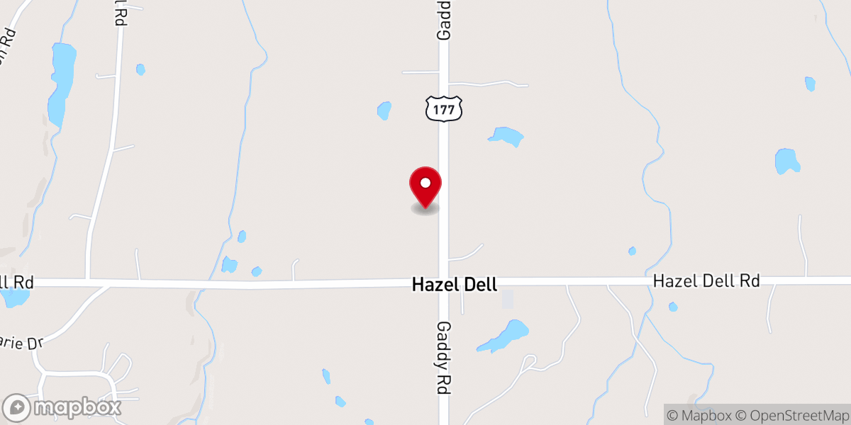 Map showing location of Hazel Dell Baptist Church