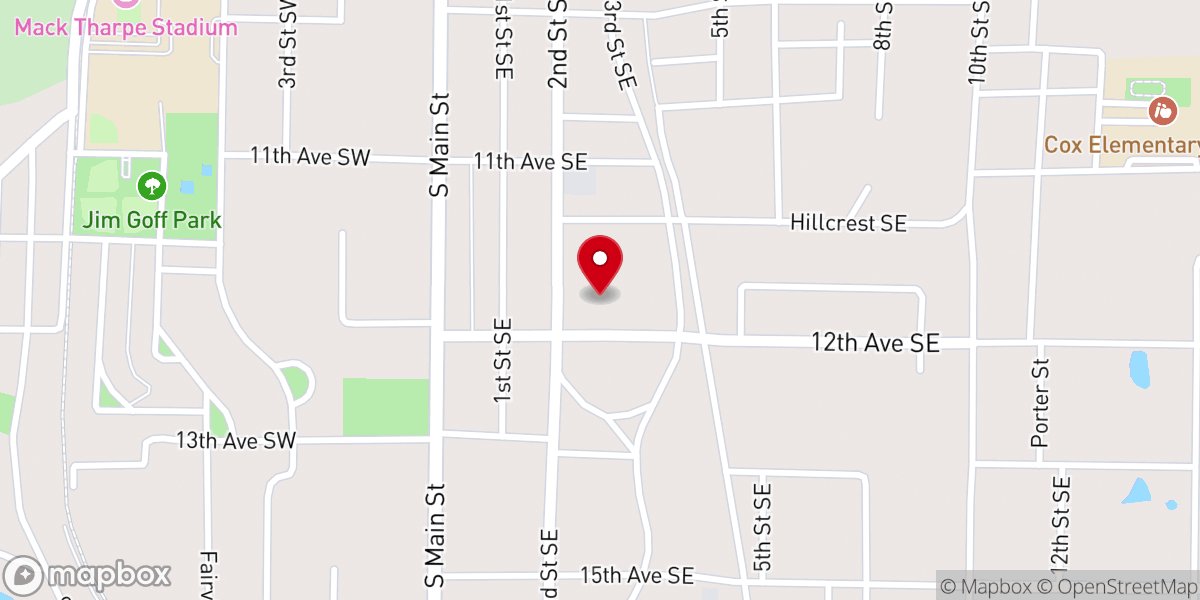 Map showing location of Trinity Baptist Church