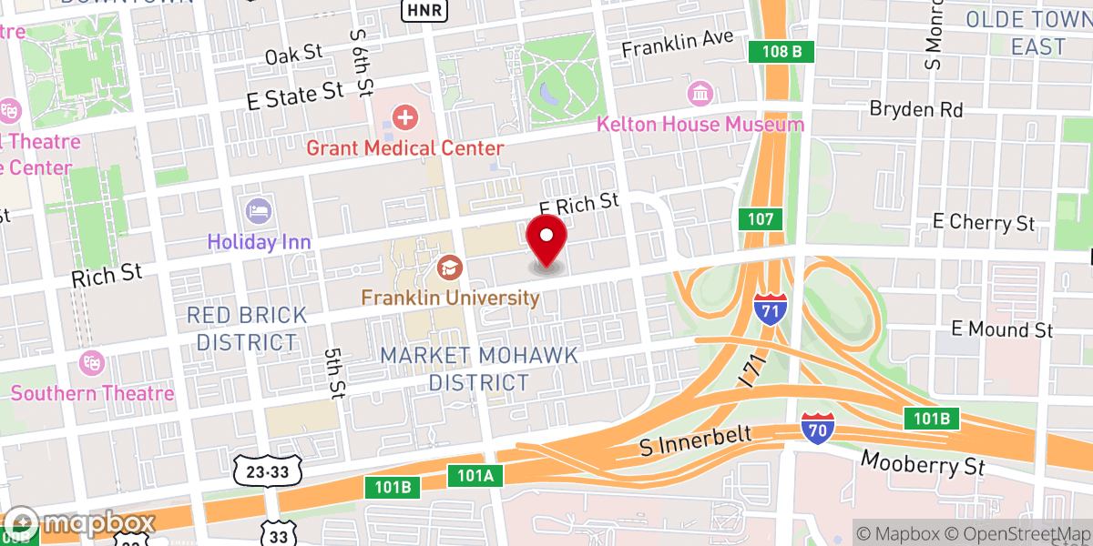 Map showing location of Mt. Olivet Baptist Church Columbus
