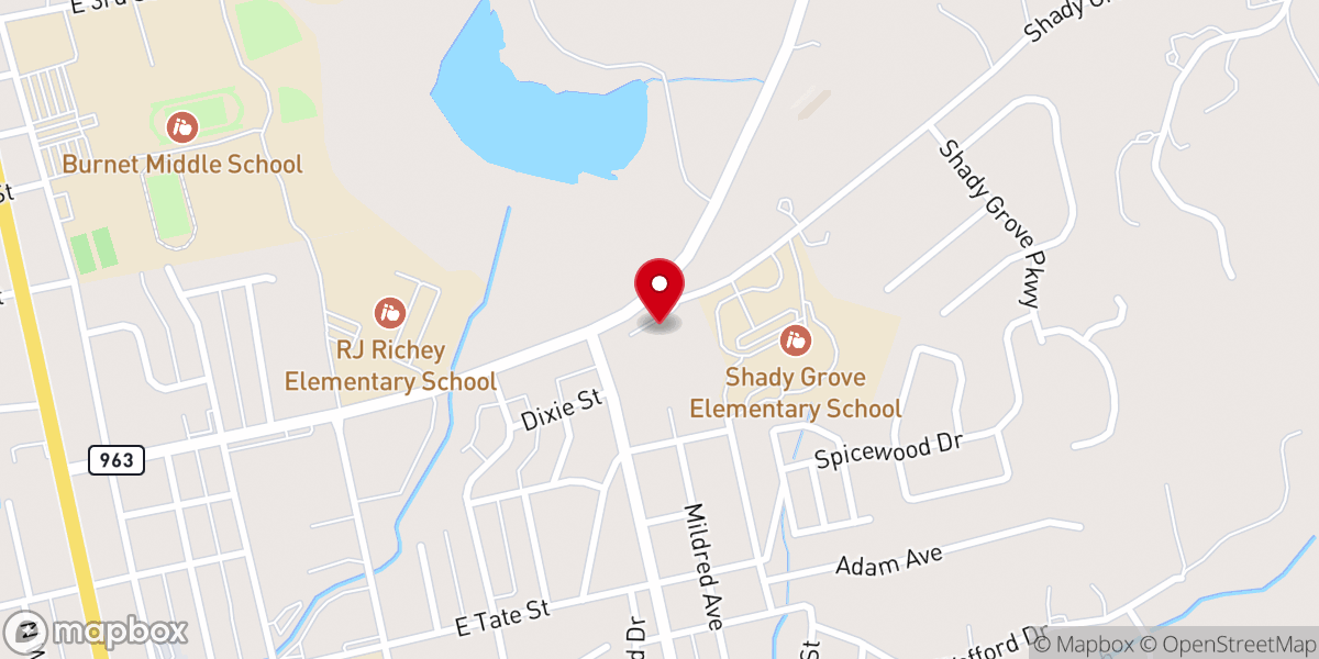 Map showing location of Northside Baptist Church
