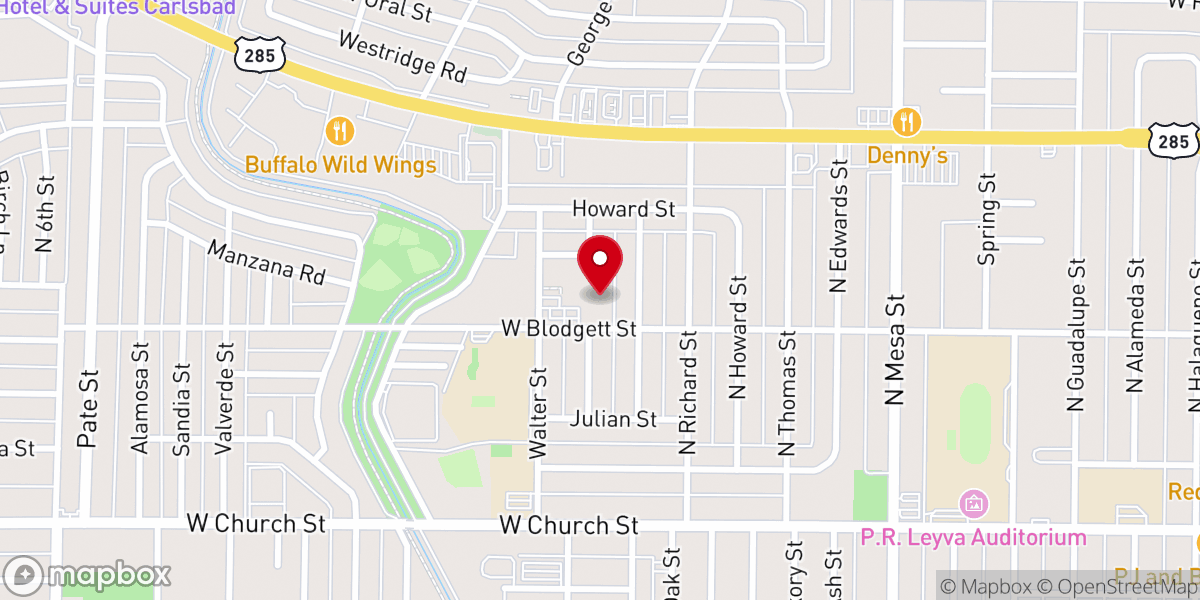 Map showing location of Sunset Church of Christ