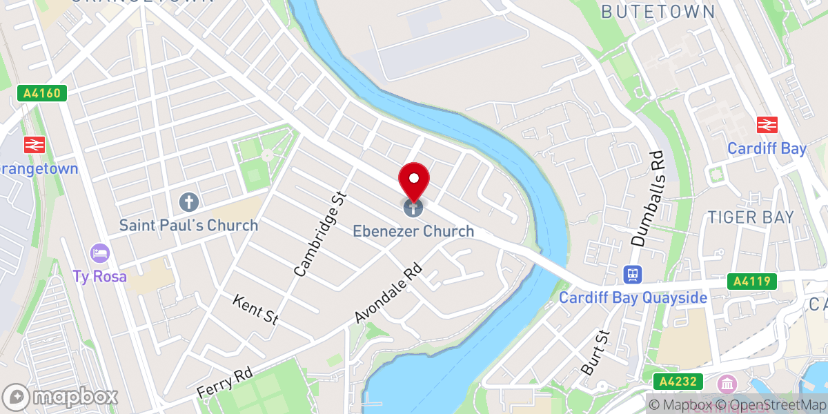 Map showing location of The Bay Church