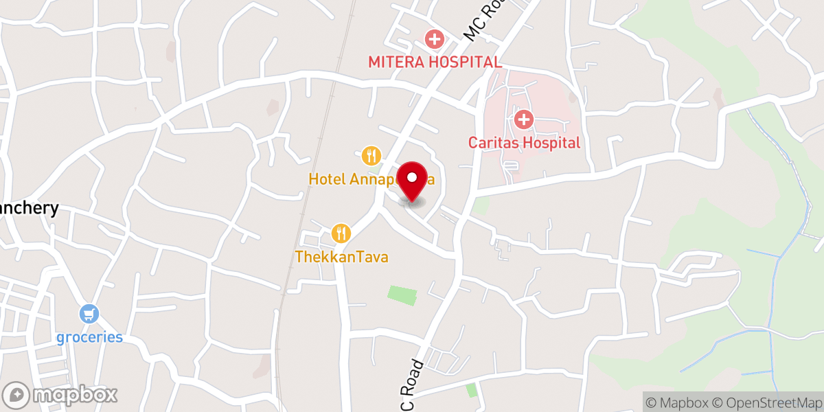 Map showing location of St. Joseph's Church Auditorium, Pushpagiri