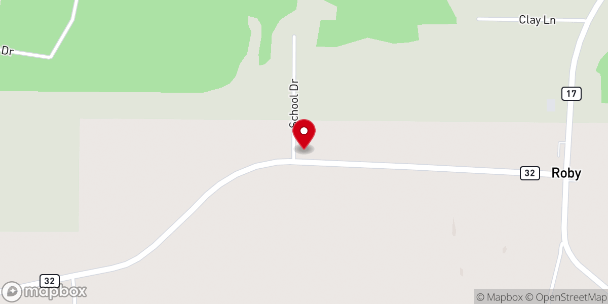 Map showing location of Assembly of God Church of Roby