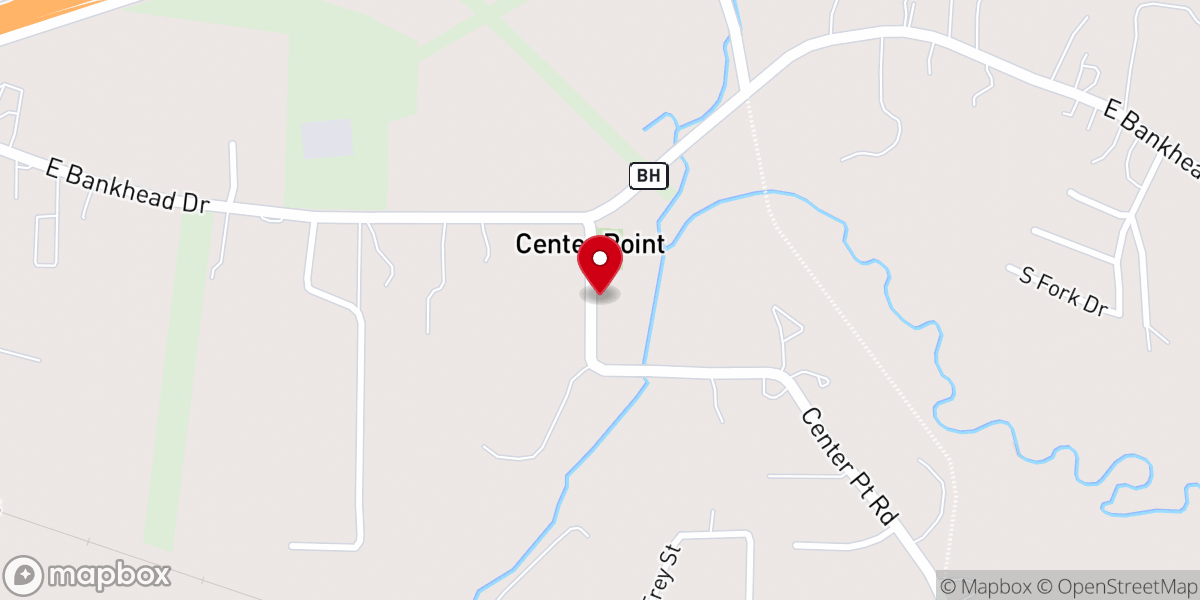 Map showing location of Centerpoint Baptist Church