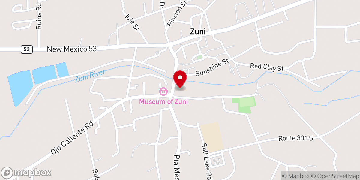 Map showing location of Zuni Christian Mission School