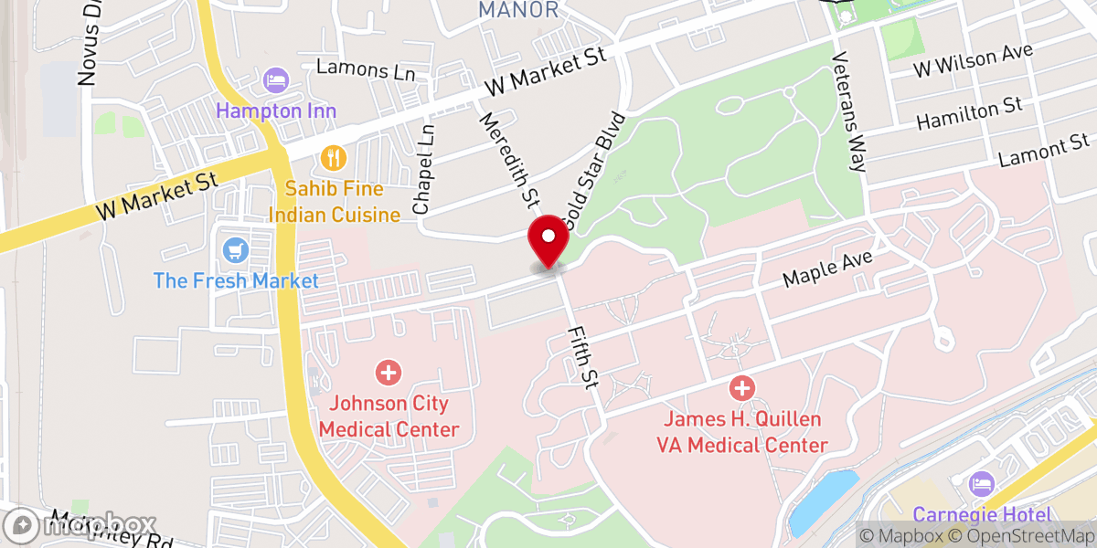 Map showing location of chapel at mountain home va medical center