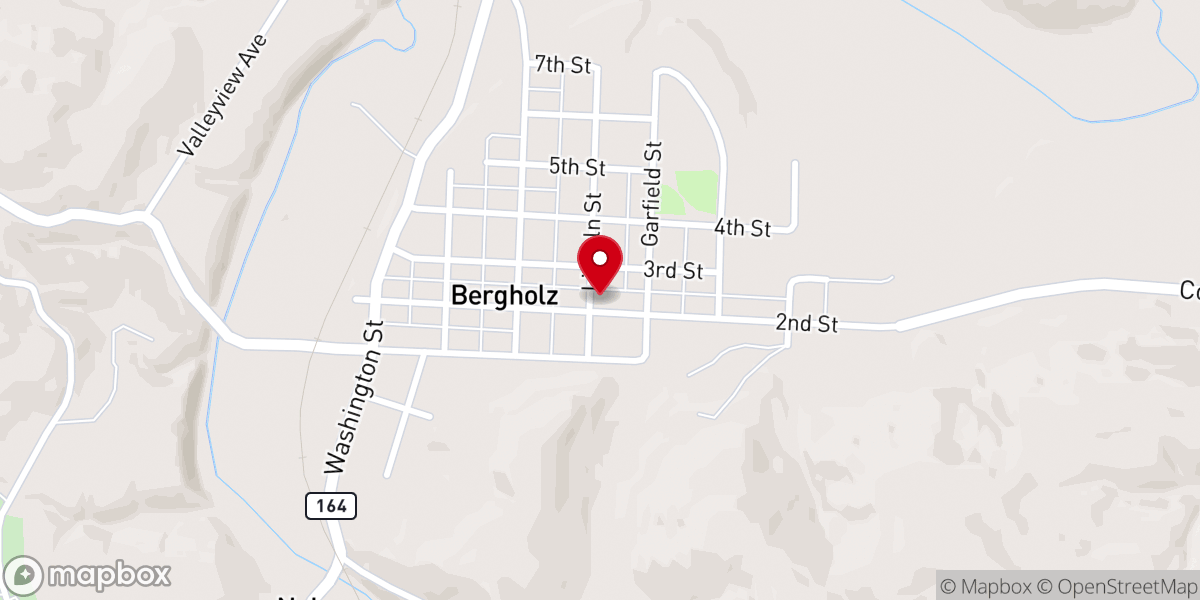 Map showing location of Bergholz Presbyterian Church