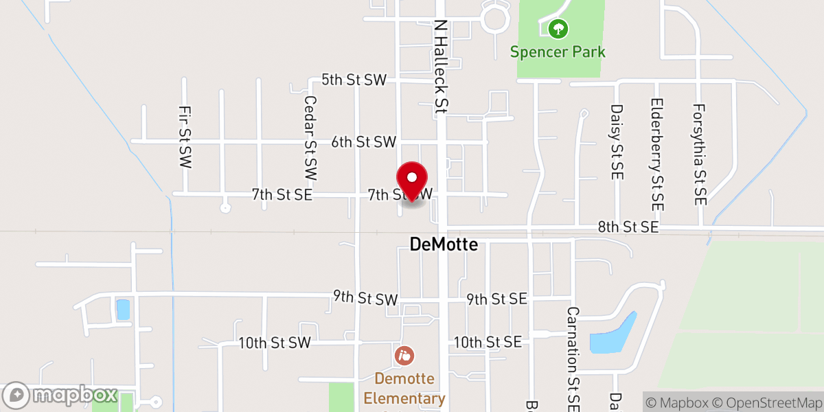 Map showing location of Demotte Church