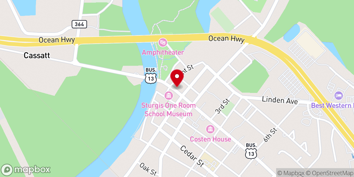 Map showing location of Mar-Va Theater Performing Arts Center