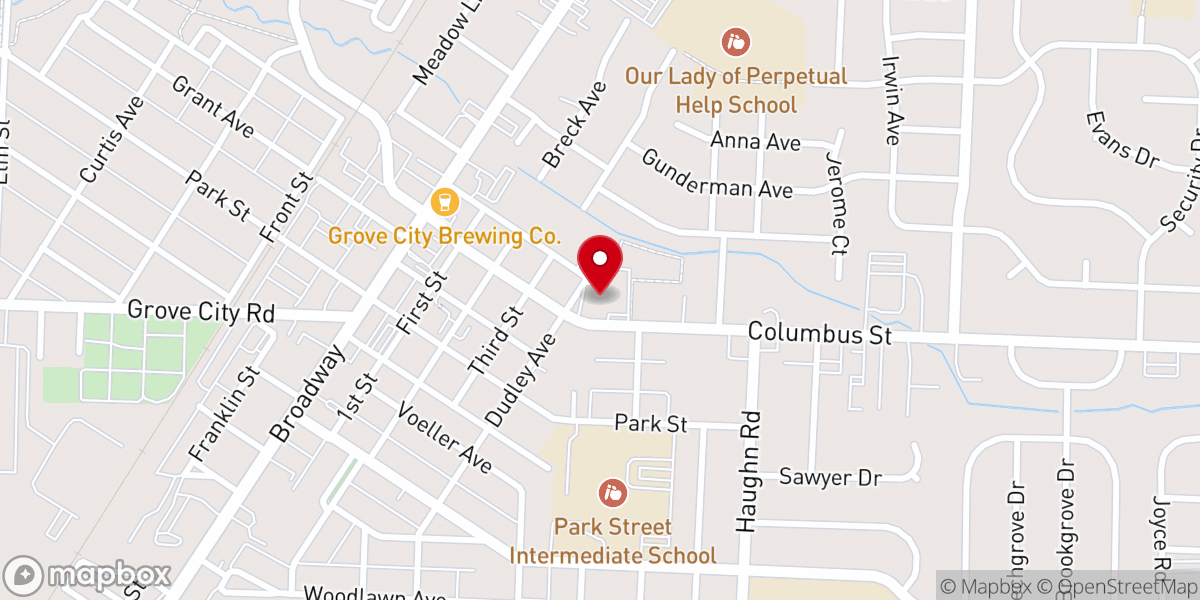 Map showing location of St John's Evangelical Lutheran Church