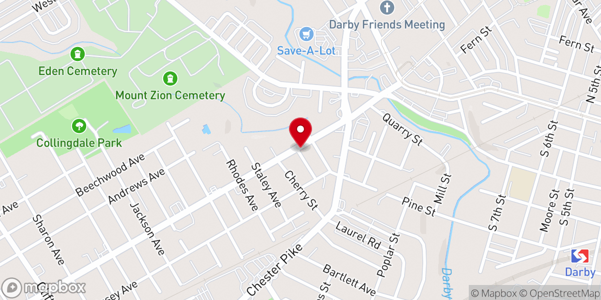 Map showing location of Upper Darby Church of God