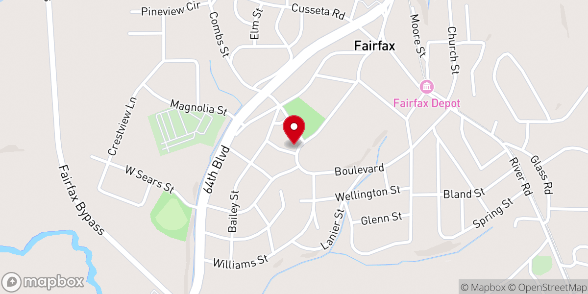 Map showing location of Fairfax First Christian Church