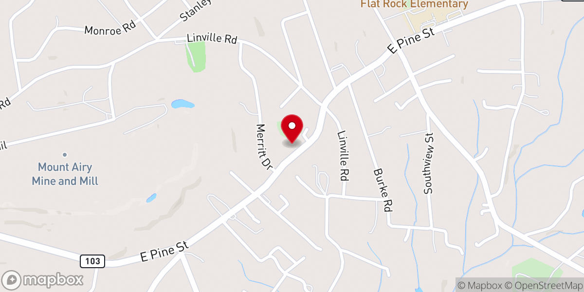 Map showing location of Flat Rock Baptist Church