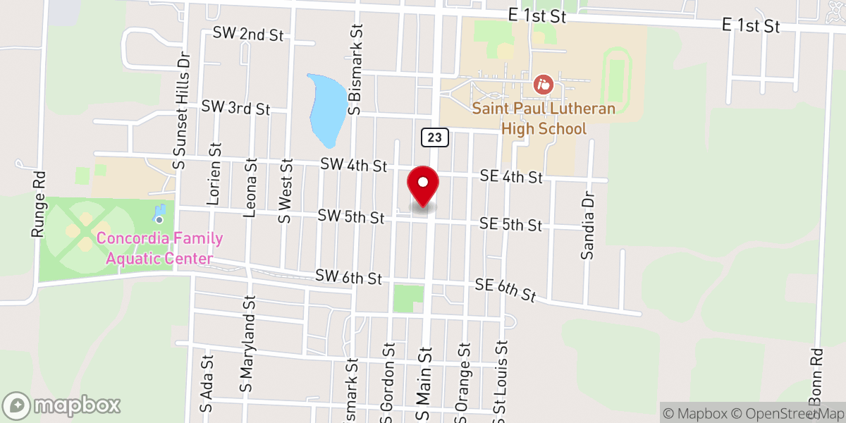 Map showing location of St Paul's Lutheran Church