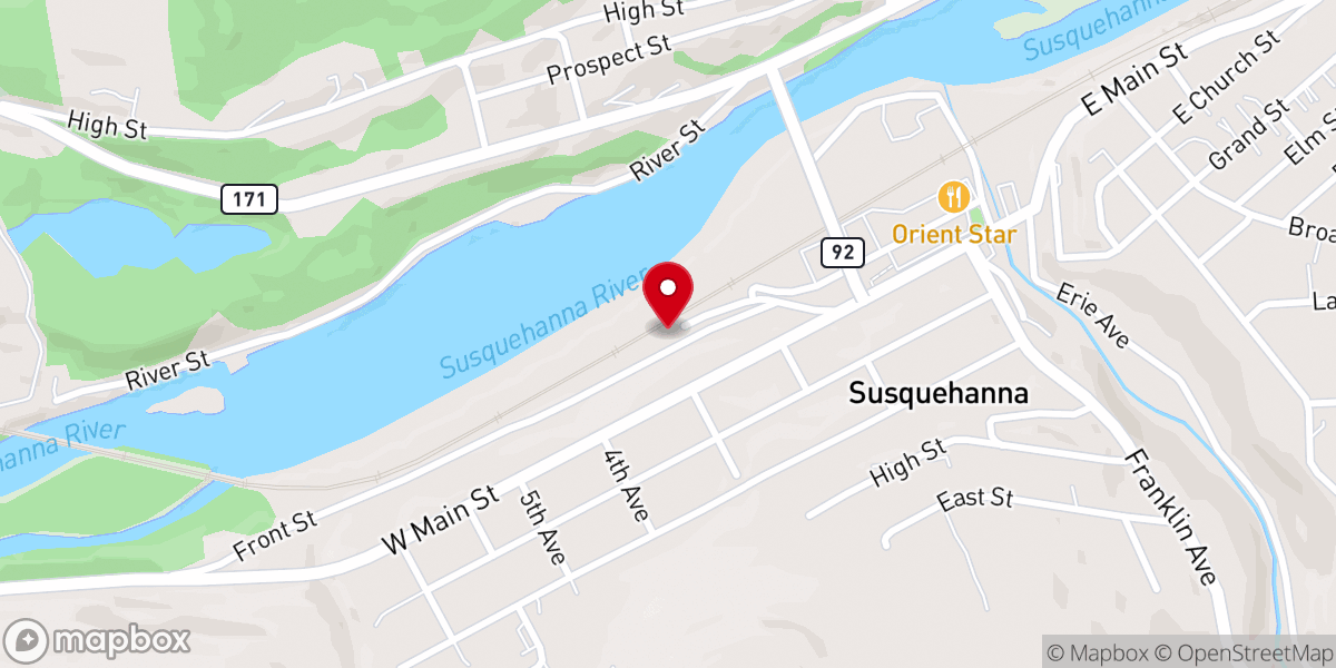 Map showing location of Starrucca House, Erie Railroad station