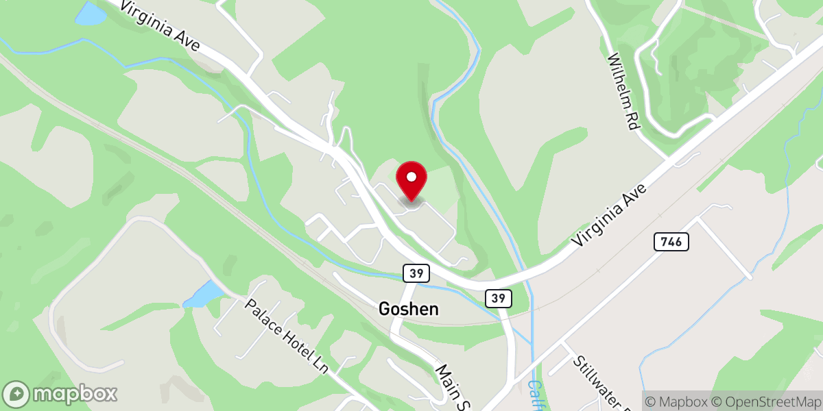 Map showing location of Goshen Baptist Church