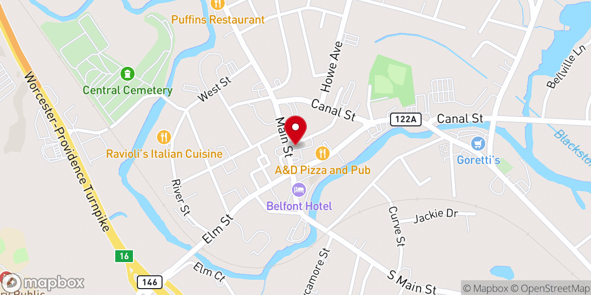 Map showing location of Millbury Federated Church