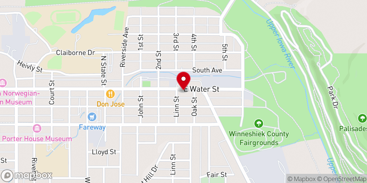 Map showing location of Decorah Friends Meeting