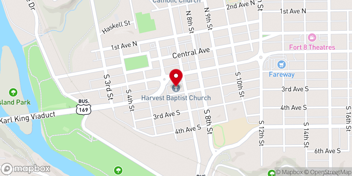 Map showing location of Harvest Baptist Church