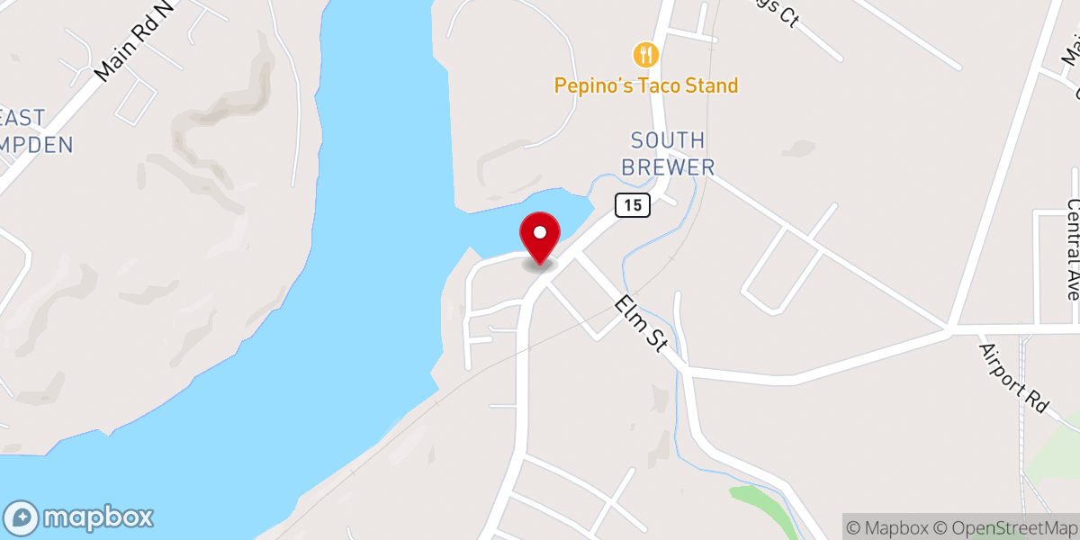 Map showing location of Second Congregational Church of Brewer