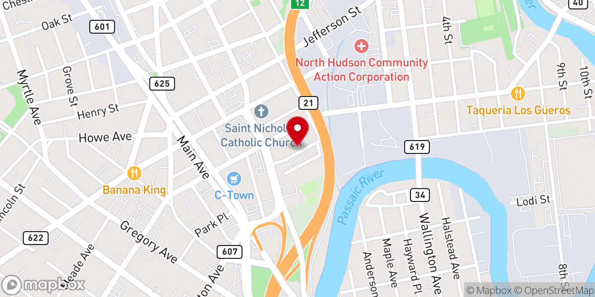 Map showing location of St Paul's Baptist Miraculous