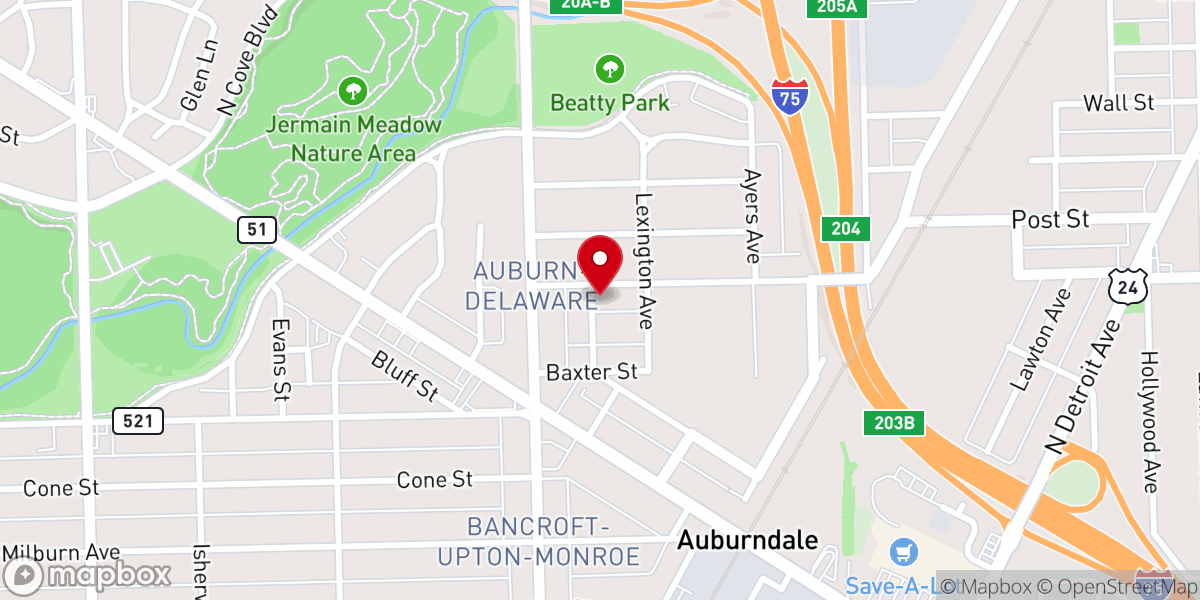 Map showing location of New Prospect Baptist Church