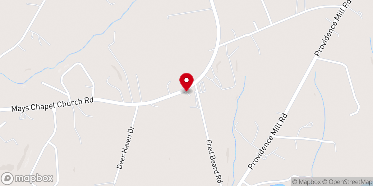 Map showing location of Mays Chapel