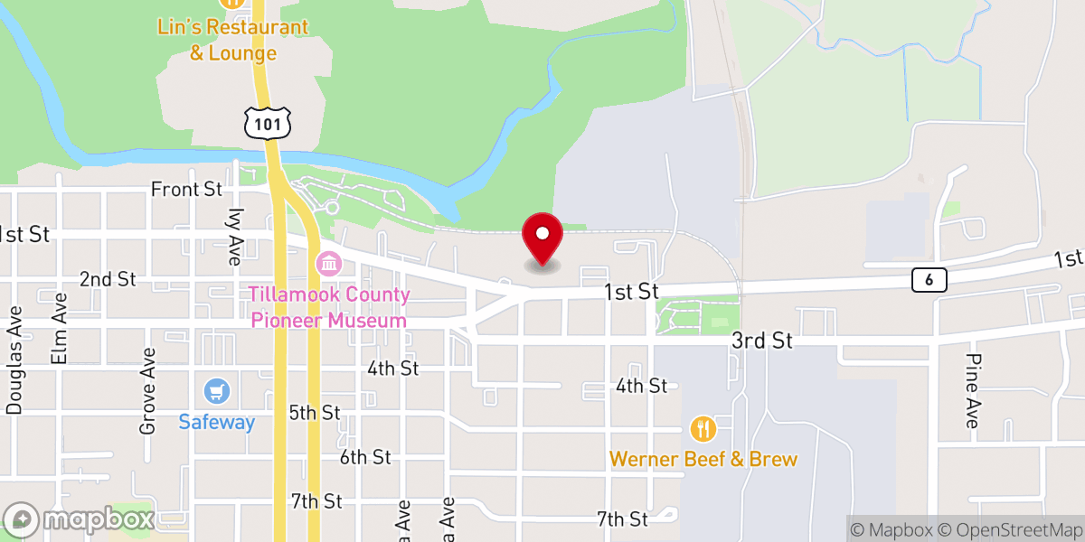 Map showing location of Tillamook Church of Christ