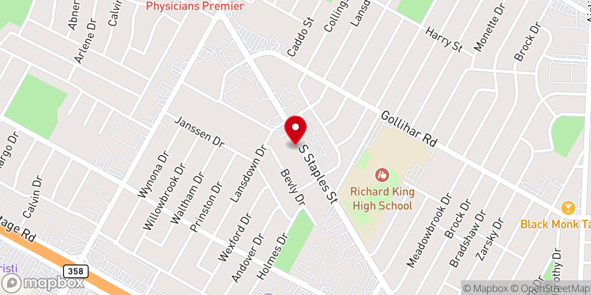 Map showing location of City Church. Corpus Christi