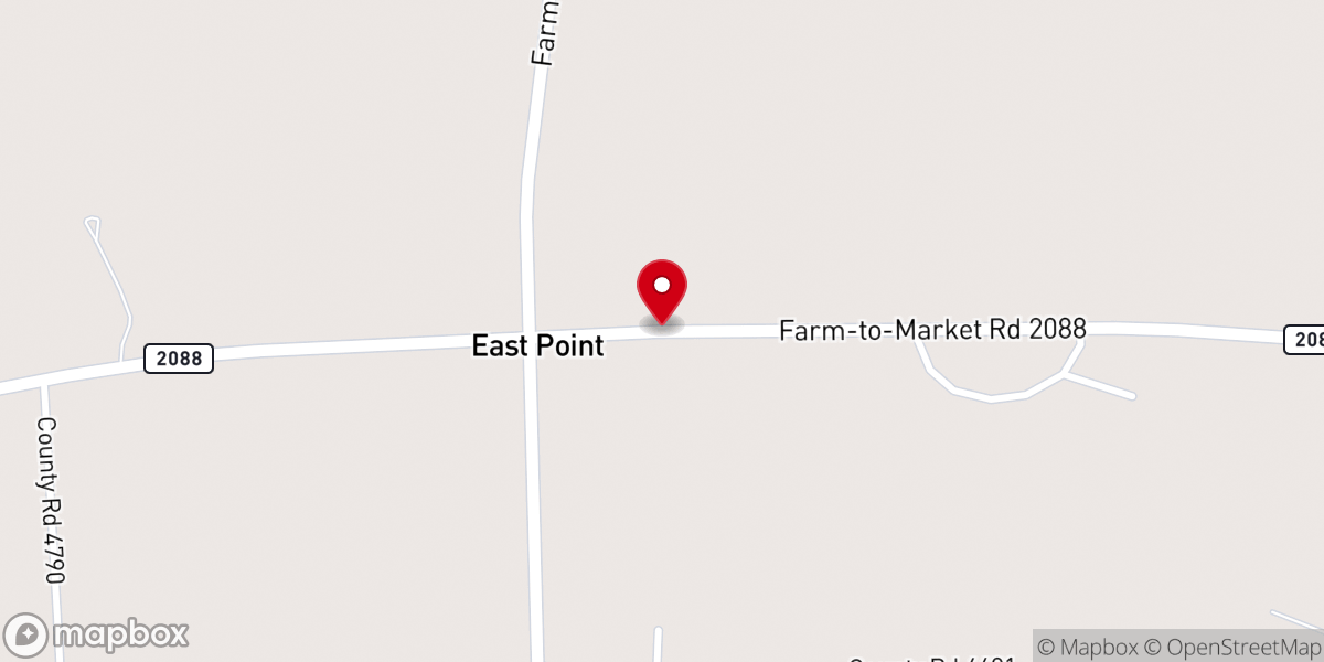Map showing location of East Point Baptist Church