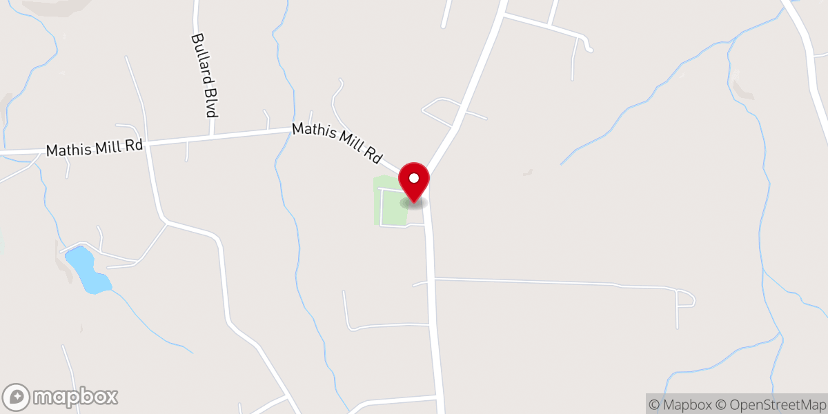 Map showing location of Pleasant Grove Baptist Church