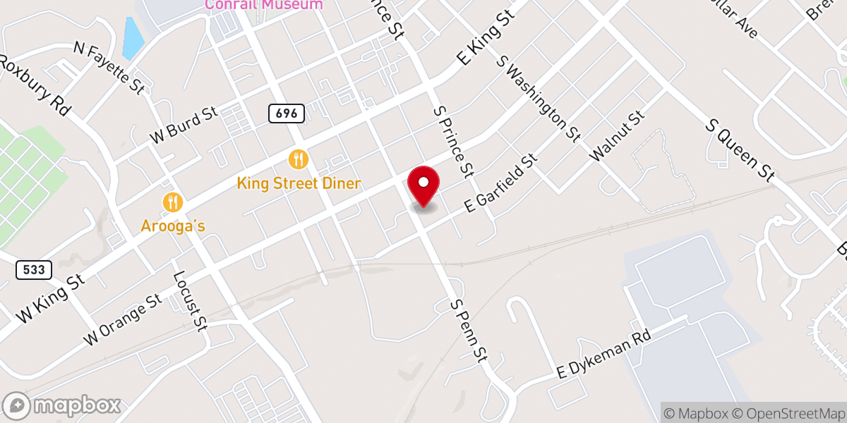 Map showing location of Shippensburg Community Church