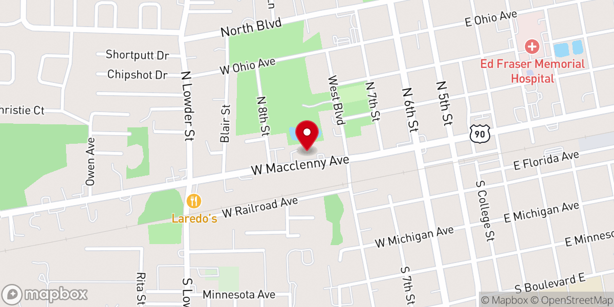Map showing location of Blast Game Center