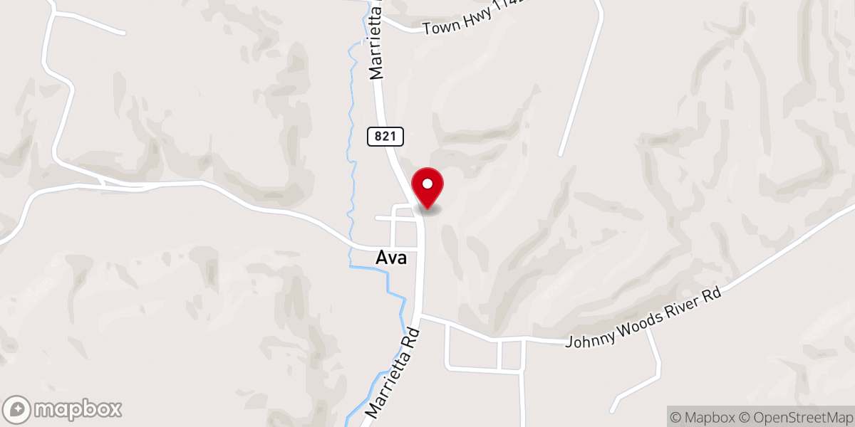 Map showing location of Ava United Methodist Church