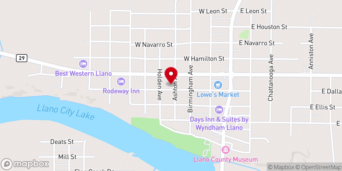 Map showing location of Llano United Pentecostal Church