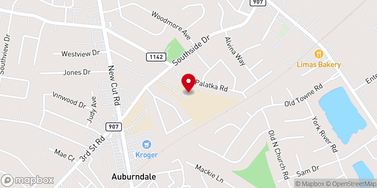 Map showing location of Antioch Church