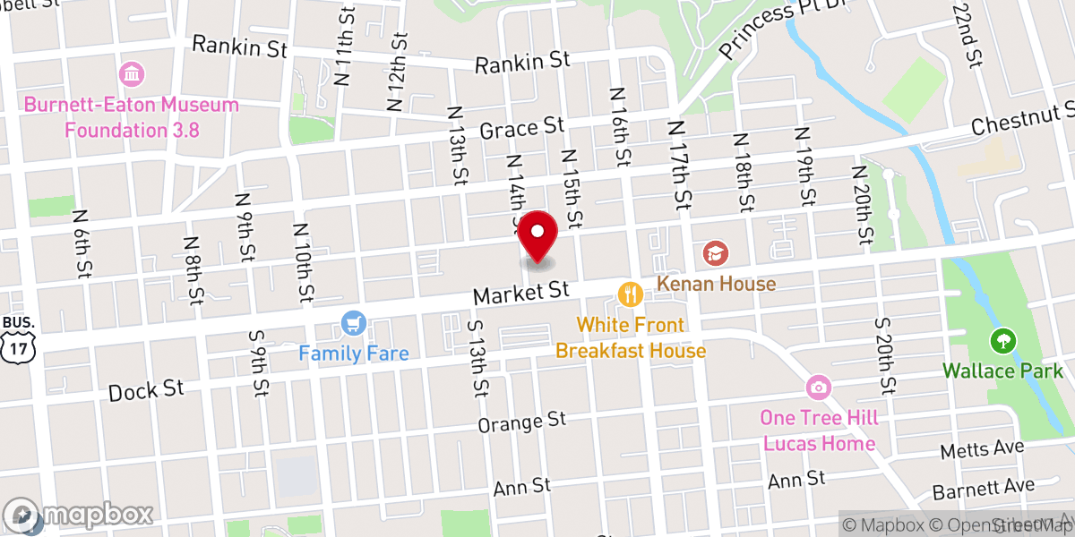 Map showing location of Trinity United Methodist Church