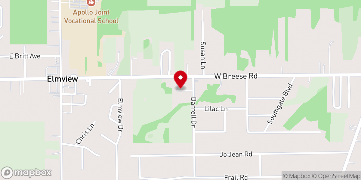 Map showing location of Meadowbrook Baptist church