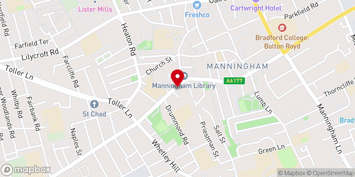 Map showing location of Westgate Baptist Church