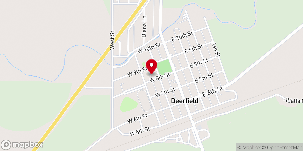 Map showing location of Deerfield United Methodist Church