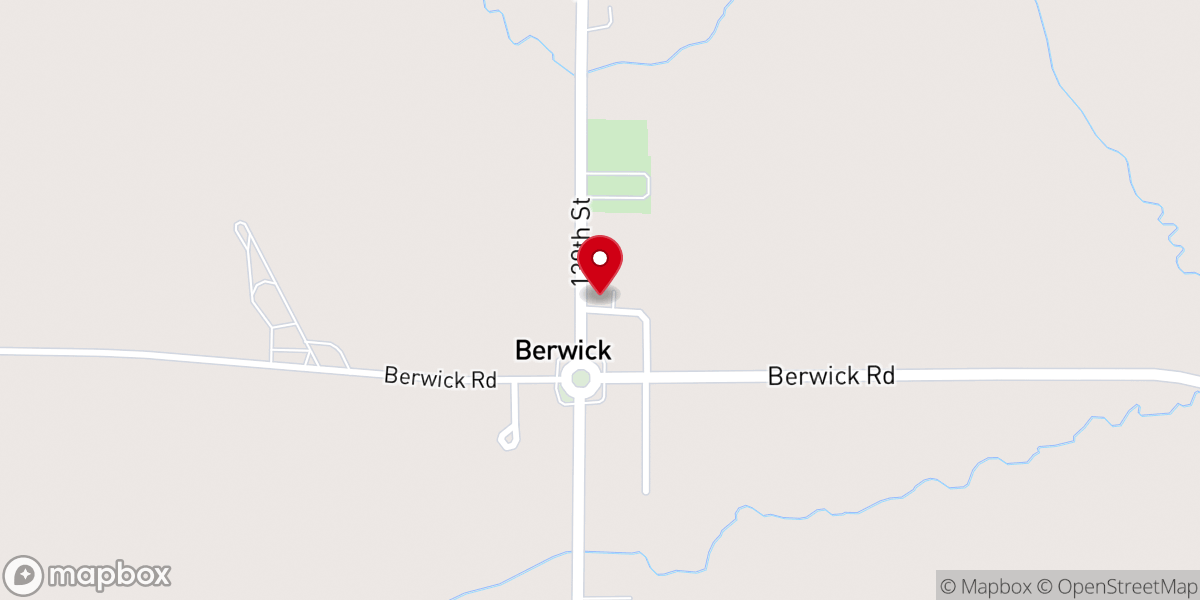 Map showing location of Berwick Baptist Church